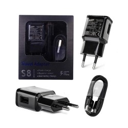 Travel Adapter Charger S8 with Type C Cable 1m for Samsung and all Android Smartphones Black Travel Adapter Charger S8 with Type C Cable 1m for Samsung and all Android Smartphones Black